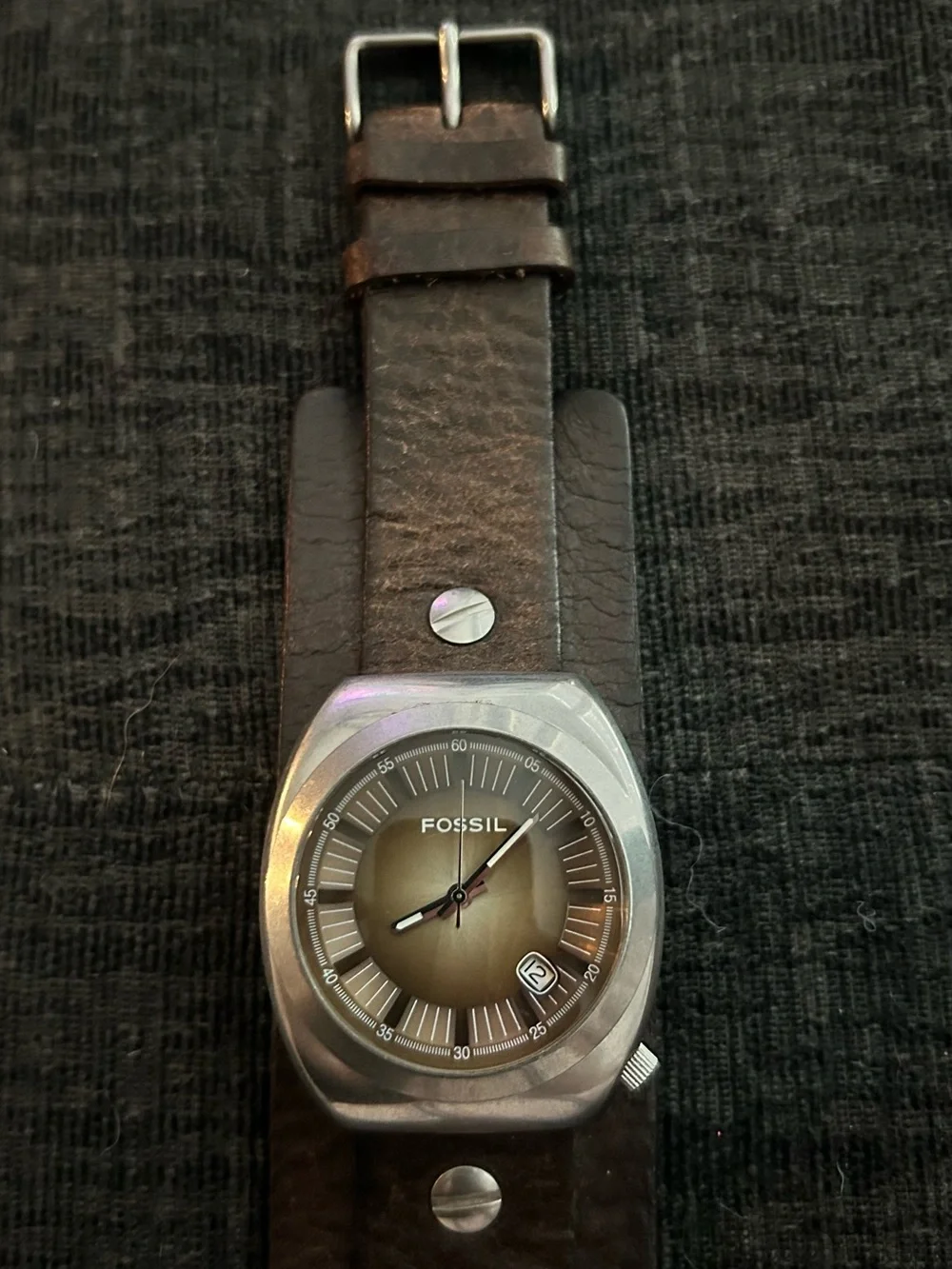 Fossil Brown Leather Cuff Watch - Men's Stylish Analog Timepiece
